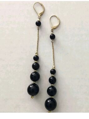 Vintage Long Black Opera Earrings